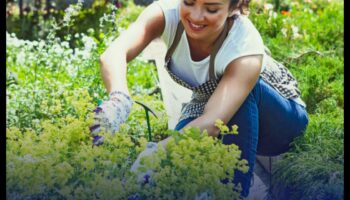 Sală de sport în grădină: exerciții în aer liber în cadru botanic înflorit